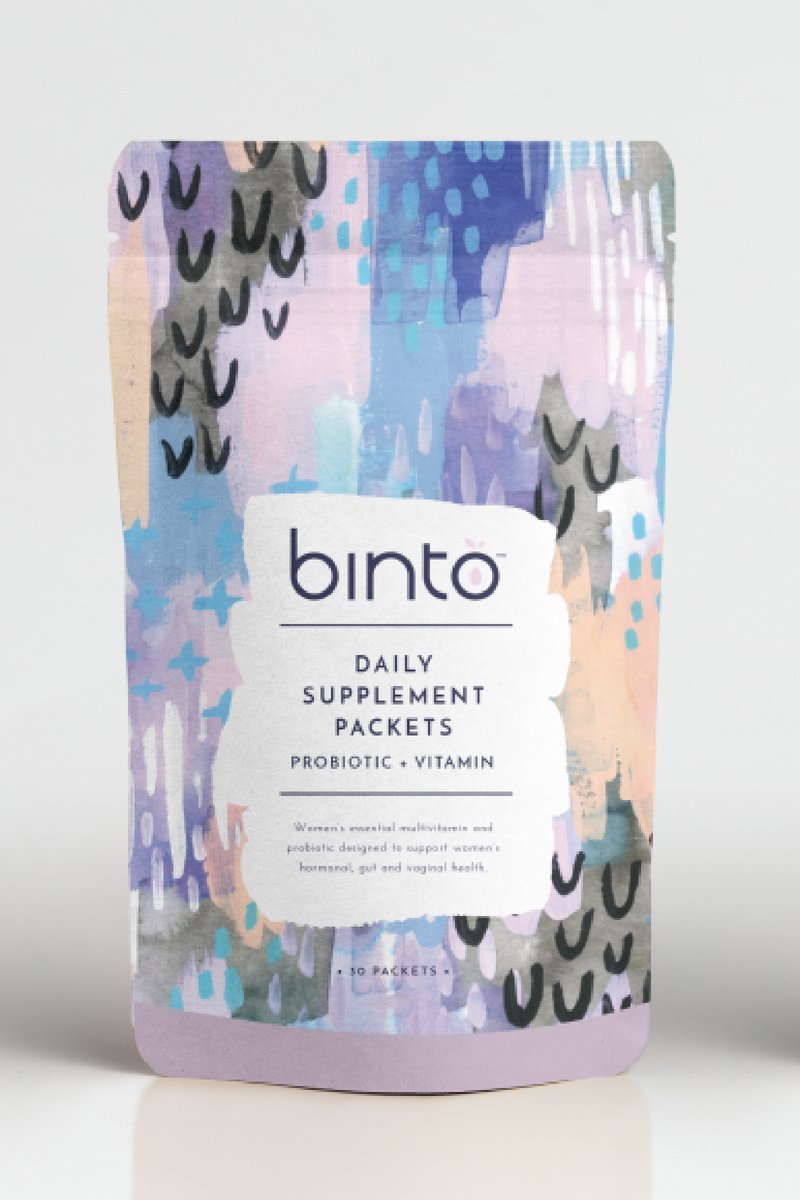 Binto Glow Getter daily packet front view showing easy on the go vitamins
