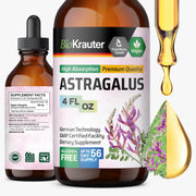 BIO KRAUTER Astragalus Tincture bottle close-up, vegan, alcohol-free.