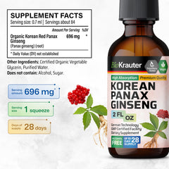 BIO KRAUTER Ginseng label graphic highlights vegan and alcohol-free formulation.