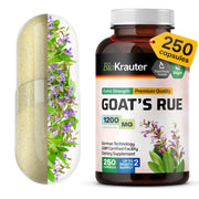 BIO KRAUTER goats rue capsules bottle—vegan, non-GMO lactation support.