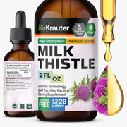BIO KRAUTER Gotas Cardo Mariano: frasco con gotero para apoyar la salud hepática.