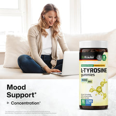 Bio Krauter L Tyrosine gummies bottle open for easy daily chewing.