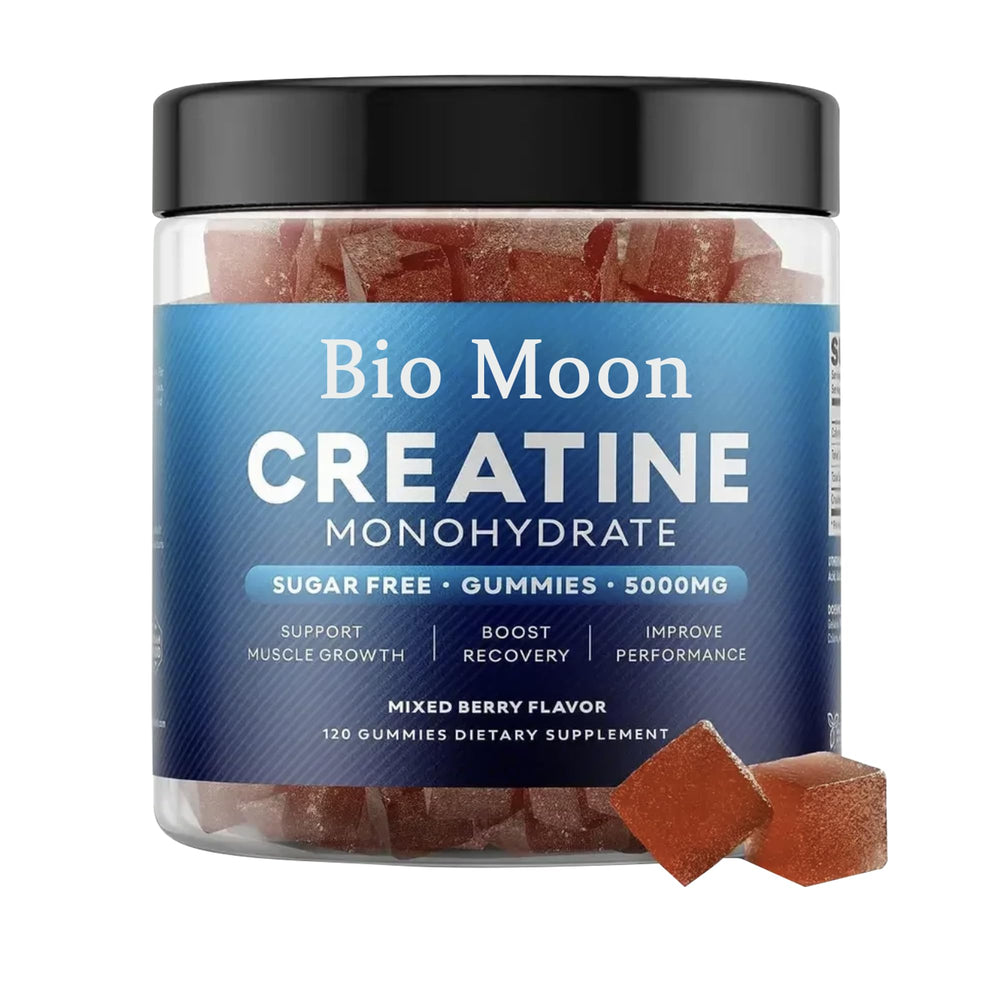 Bio Moon Creatine Monohydrate Gummies bottle shown for convenient daily supplement use