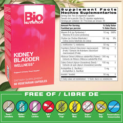 Bio Nutrition Kidney Bladder Wellness capsules close-up highlighting plant-based formula.