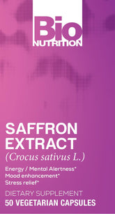 Bio Nutrition saffron vegi-caps bottle for convenient daily use.