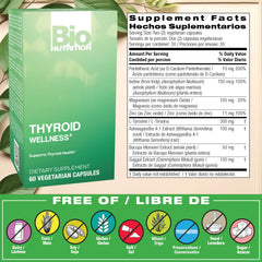 Bio Nutrition Thyroid Wellness capsules close-up highlighting vegetarian formula.