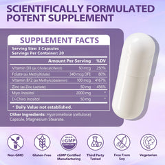 BIO POTENTIA capsules closeup highlights MYO-INO and DCI blend for ovarian health.