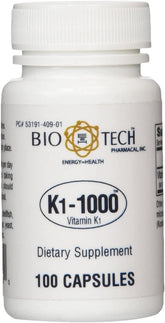 BioTechUSA K1-1000 bottle front with a clear dosage label for daily use.