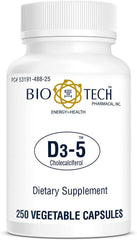 Bio-Tech Pharmacal Vitamin D3 label shows dosage and potency details.