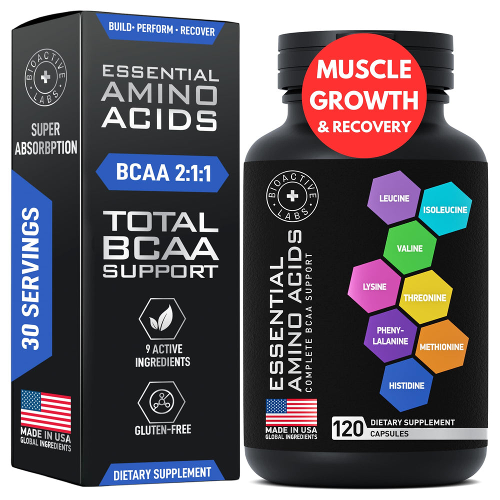 BIOACTIVE LABS Essential Amino Acids bottle for daily workouts and muscle support.
