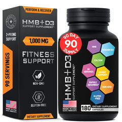 BIOACTIVE LABS HMB-D3 bottle front shows a ready-to-use muscle support supplement