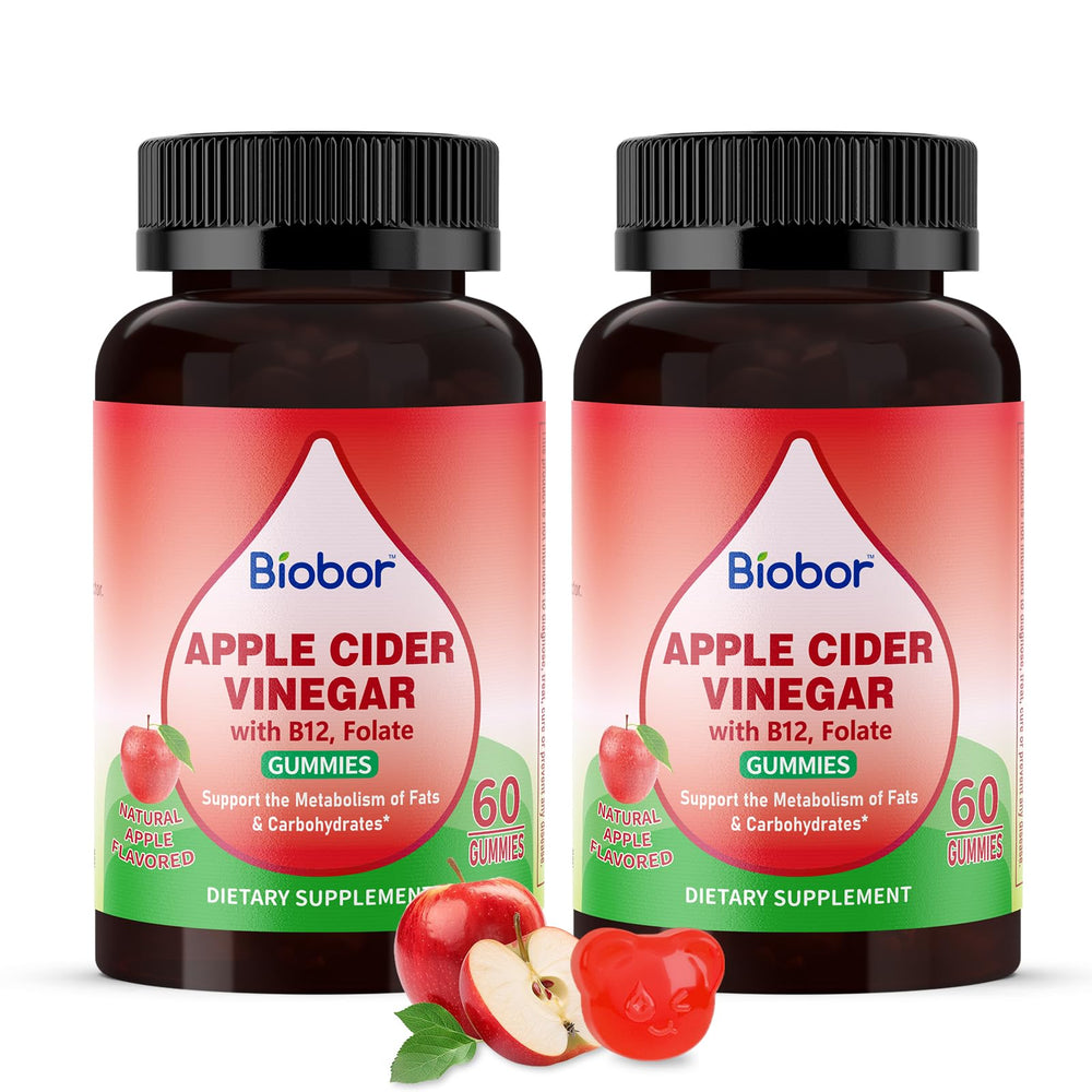 Biobor Apple Cider Vinegar Gummies bottle showcases daily health support and convenient ACV intake.