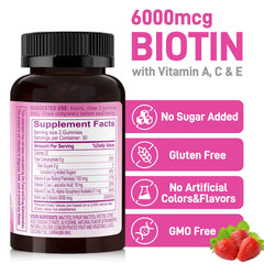 Biobor Biotin Gummies strawberry chews closeup, delicious sugar-free option for a daily routine.