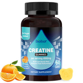 Biobor Creatine Monohydrate Gummies orange bottle for on-the-go energy support.