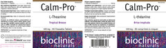 Bioclinic Naturals Calm-Pro chewable tablets served with water for daily use.