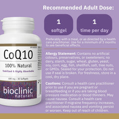 Close-up of CoQ10 softgels showing smooth, easy-to-swallow capsules.