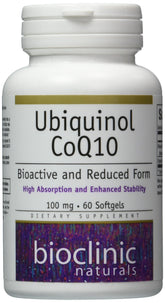 Bioclinic Naturals Ubiquinol Softgels bottle front view highlighting high-absorption CoQ10