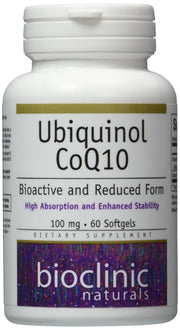 Bioclinic Naturals Ubiquinol Softgels bottle front view highlighting high-absorption CoQ10