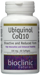 Bioclinic Naturals Ubiquinol Softgels bottle front view highlighting high-absorption CoQ10