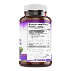 Biodora Resveratrol capsules close-up highlighting easy-to-swallow format.