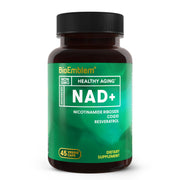 BioEmblem NAD+ supplement bottle showcases NR formula for daily energy.
