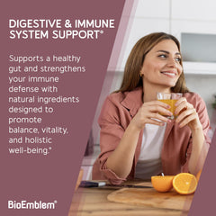 BioEmblem Probiotics label highlights 11 strains for broad gut balance.