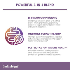 BioEmblem Probiotics capsules with delayed-release design for gut delivery.