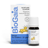 BioGaia Nurture and Grow liquid drops for toddlers support digestive comfort.