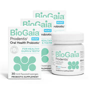 BioGaia Prodentis lozenges 3-pack box front for mint flavor and daily balance.