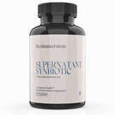 BioImmersion Supernatant Synbiotic bottle highlights digestion support and gut balance