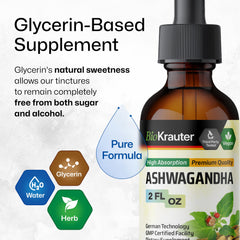 Ashwagandha Drops in a glass of water showing mixability.