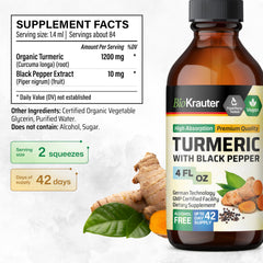 BIO KRAUTER Turmeric Tincture dropper in use demonstrates easy application.