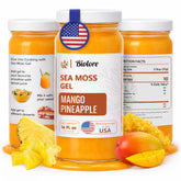 Biolore mango pineapple sea moss gel in a 16 oz jar for tropical flavor and daily use