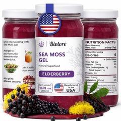 Biolore Wildcrafted Sea Moss Gel Elderberry jar ready for daily use