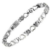 BioMag titanium steel bracelet with heart design, hypoallergenic and comfortable for daily wear.