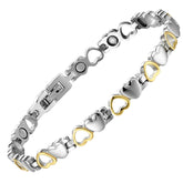 BioMag heart-design titanium bracelet closeup with two-tone finish for daily wear