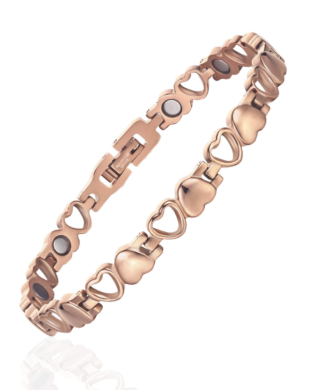 BioMag women's magnetic bracelet with rose gold heart design for everyday style