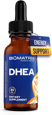 BioMatrix DHEA liquid bottle enabling easy, flexible daily dosing.