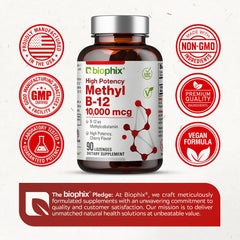 Biophix Methyl B-12 lozenge dissolving in mouth suggests fast-acting absorption and taste.