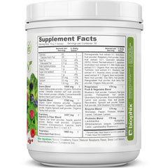 Biophix Phytoberry Greens serving spoon displaying powder ready to mix into smoothies