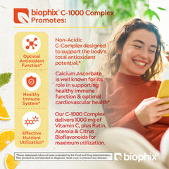 Biophix Vitamin C-1000 bottle side view showing convenient daily dosage