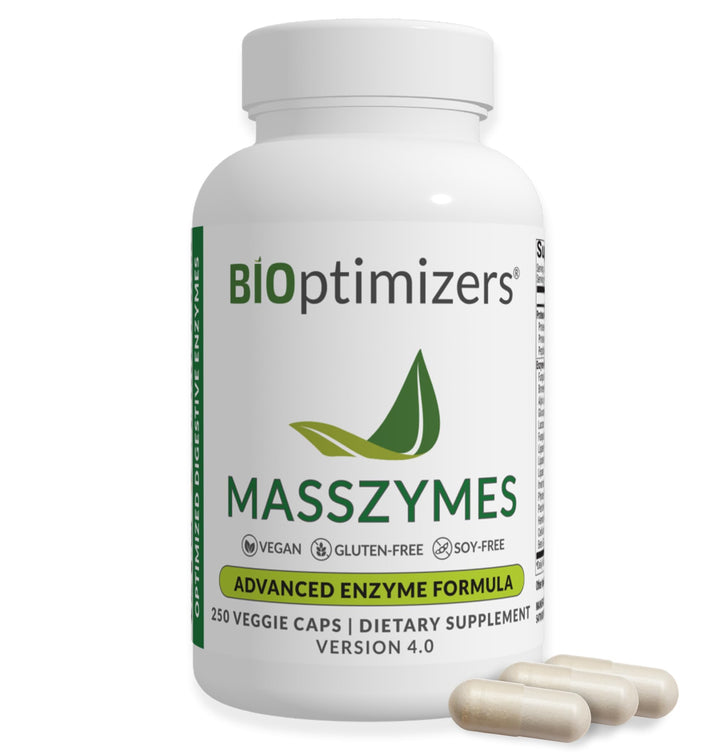 BIOptimizers MassZymes bottle cap close-up showing vegan digestion support