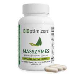 BIOptimizers MassZymes bottle cap close-up highlighting the enzyme blend for digestion
