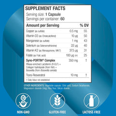 bioQuad OSTEODENX ingredients label featuring lactoferrin and collagen