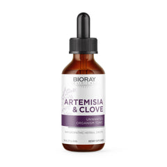 BIORAY Artemisia & Clove bottle pour shows a soothing herbal tincture for daily support