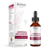 BIORAY Clinical Adrenal Recharge bottle on a counter, suggesting a calming energy boost