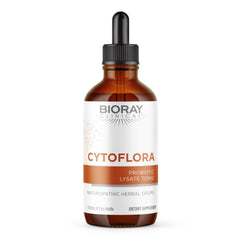 BIORAY CytoFlora bottle label shows the professional probiotic tincture for immunity support