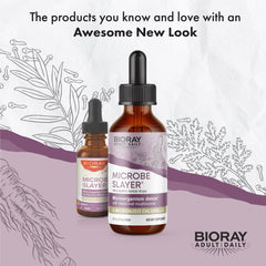 BIORAY Daily Microbe Slayer drops in glass, convenient daily ritual.