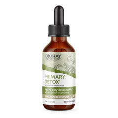 BIORAY Daily Primary Detox bottle on a clean counter, highlighting daily vitality.