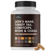 BioSchwartz 13-in-1 mushroom complex bottle front view promotes focus and immune support.